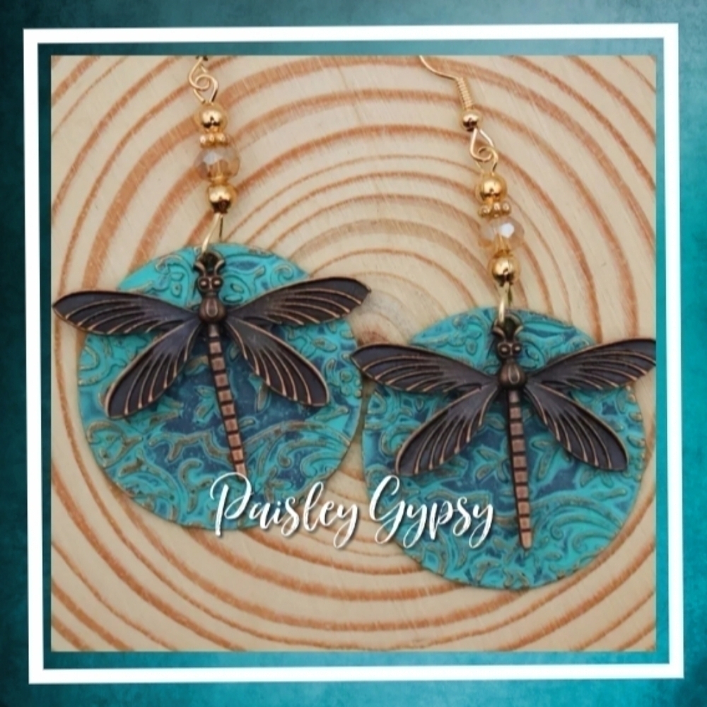 Bohemian Vibe Dragon Fly Medallion Dangling Earrings